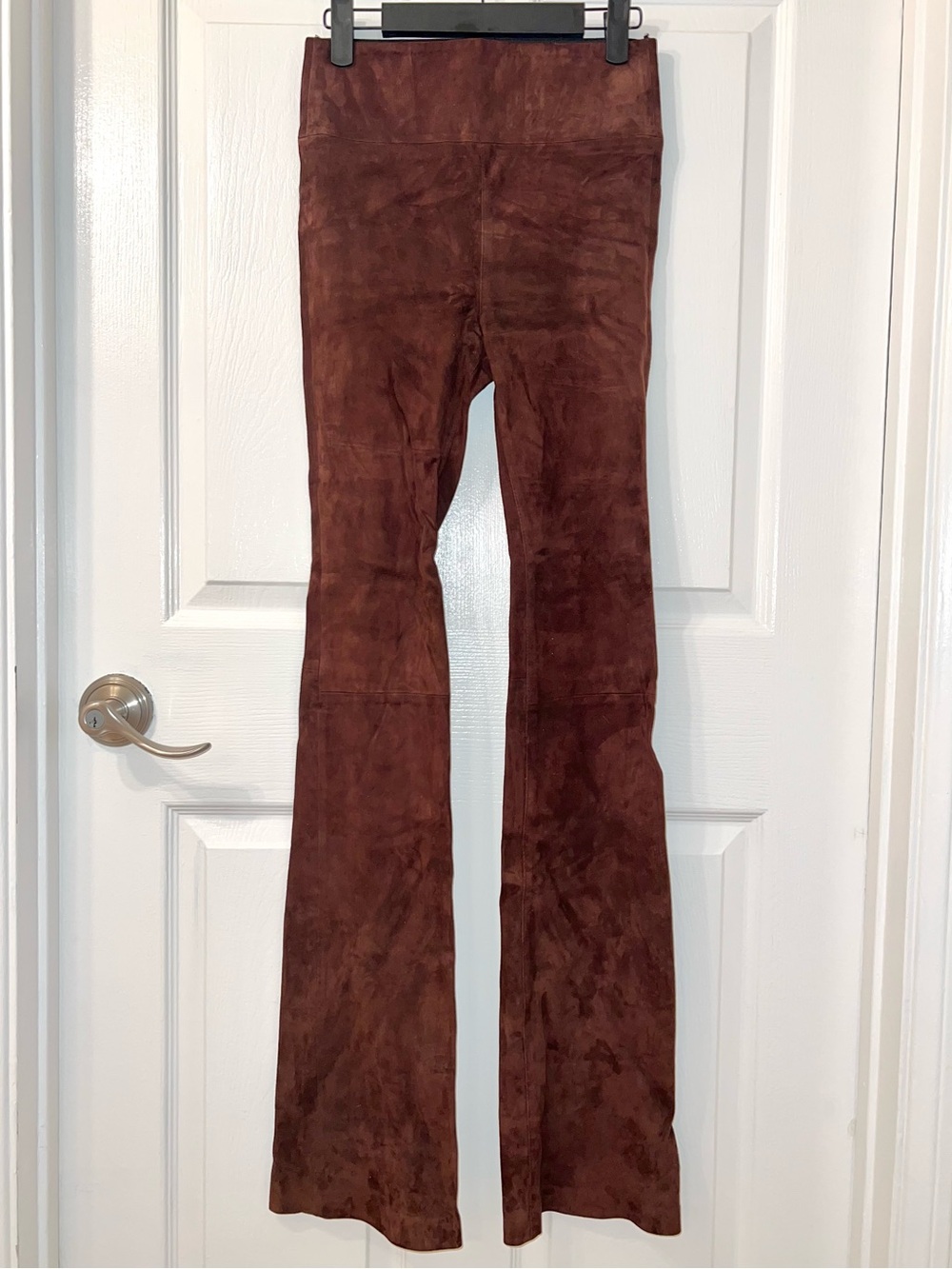 SPRWMN Brown Leather Suede Micro Flare Pants Women’s Size Extra Small